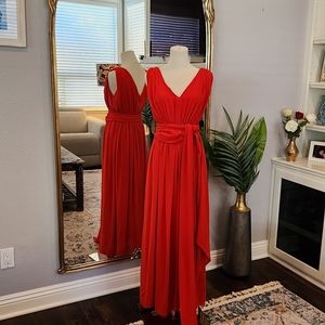 Mango flowy dress. (Petite length) Color: Red, Size 6